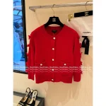 Chanel 2025 Fall/Winter Collection 🎀 Velvet Bow Round Neck Wool Knit Cardigan for Women - Image 11
