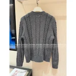 Loewe 2025 Early Fall/Winter Collection 🤎 Yang Mi Same Style Cut-Out V-Neck Button Crochet Knit Wool Sweater for Women - Image 15
