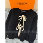 Louis Vuitton 2025 Early Fall/Winter Collection Imported 100% Cashmere Fabric Tie-Waist Genuine Leather Logo Bow Cardigan Sweater - Image 14