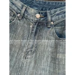BALENCIAGA 2025 Early Fall Collection 👖 Sparkling Heavyweight Hot-Fix Rhinestone High-Waist Slimming Wide-Leg Jeans for Women - Image 9
