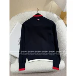 THOM BROWNE 2025 Fall/Winter Collection 👧 Color-Block Pocket Knit Wool Baseball Jacket for Women - Image 9
