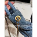 Chanel 2025 Collection 🦋 Bow & Metal Logo Chain Bag ⛓️ Stunning Jennie-Inspired Imported Denim Fabric - Small Denim Bow Bag - Image 10
