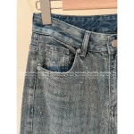BALENCIAGA 2025 Early Fall Collection 👖 Sparkling Heavyweight Hot-Fix Rhinestone High-Waist Slimming Wide-Leg Jeans for Women - Image 8