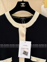 Chanel 2025 Fall/Winter Collection 🤍 100% Kashmir Cashmere Handmade Bow 🎀 Color-Block Pocket Knit Cardigan - Image 23