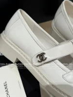 Chanel 2025 Fall/Winter Collection 🌈 Cut-Out Silver Buckle Logo Genuine Leather Loafers / Women's Shoes - 4 Colors Available - Image 19