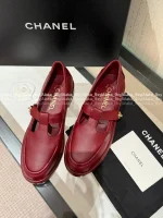 Chanel 2025 Fall/Winter Collection 🌈 Cut-Out Silver Buckle Logo Genuine Leather Loafers / Women's Shoes - 4 Colors Available - Image 16