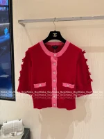 Chanel 2025 Fall/Winter Collection 🤍 100% Kashmir Cashmere Handmade Bow 🎀 Color-Block Pocket Knit Cardigan - Image 17