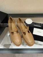 Chanel 2025 Fall/Winter Collection 🌈 Cut-Out Silver Buckle Logo Genuine Leather Loafers / Women's Shoes - 4 Colors Available - Image 13