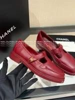 Chanel 2025 Fall/Winter Collection 🌈 Cut-Out Silver Buckle Logo Genuine Leather Loafers / Women's Shoes - 4 Colors Available - Image 12
