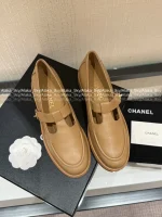 Chanel 2025 Fall/Winter Collection 🌈 Cut-Out Silver Buckle Logo Genuine Leather Loafers / Women's Shoes - 4 Colors Available - Image 33