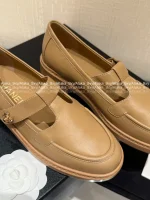 Chanel 2025 Fall/Winter Collection 🌈 Cut-Out Silver Buckle Logo Genuine Leather Loafers / Women's Shoes - 4 Colors Available - Image 32