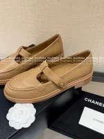 Chanel 2025 Fall/Winter Collection 🌈 Cut-Out Silver Buckle Logo Genuine Leather Loafers / Women's Shoes - 4 Colors Available - Image 30