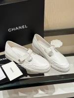 Chanel 2025 Fall/Winter Collection 🌈 Cut-Out Silver Buckle Logo Genuine Leather Loafers / Women's Shoes - 4 Colors Available - Image 29