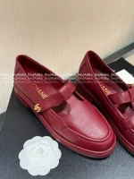 Chanel 2025 Fall/Winter Collection 🌈 Cut-Out Silver Buckle Logo Genuine Leather Loafers / Women's Shoes - 4 Colors Available - Image 28