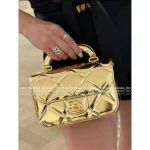 Chanel 2025 New Collection 🥂 Metallic Luxury Mini Quilted Patent Leather Chain Bag ⛓️