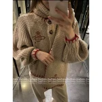 Vivienne Westwood Korean Aesthetic 🪐 2025 Fall/Winter Collection Saturn Embroidered Logo Wool Knit Cardigan with Detachable Scarf - Image 2