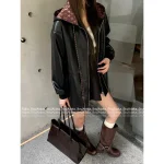 Louis Vuitton 2025 Early Fall Collection 🔍 Vegan Leather PU Hooded Mid-Length Jacket for Women - Image 6