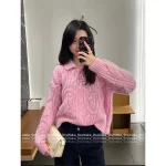 Celine 2025 Early Fall/Winter Collection 🌸 Kaixuan Lapel Mohair/Wool Blend Pullover Sweater for Women - Image 7