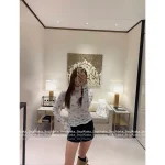 Chanel 2025 Fall/Winter CoCo Ski Collection 🎀 Crystal Bow Logo Round Neck Print Long Sleeve Tee / Mock Neck Top - Image 4