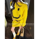 Moschino 2025 Fall/Winter Collection 🍋 Smiley Face :) Long-Staple Mohair Brushed Round Neck Knit Dress - Slimming, Warm & Comfortable - Image 3