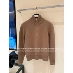 THOM BROWNE 2025 Early Fall/Winter Collection 🤎 Back Goose Design Zip-Front Mock Neck 100% Wool Knit Sweater