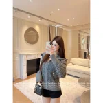 Dior 2025 Early Fall/Winter Collection 🆕 Snowflake Jacquard Gray Tone Embroidered Bee Logo Wool Knit Cardigan - Image 9