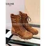 Celine 2025 Fall/Winter Collection 👢 Imported Suede Logo Gear Martin Boots for Women - Image 4