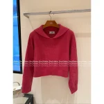 Hermes 2025 Fall/Winter Collection 🍊 Notched Collar Subtle Pattern Cropped 100% Wool Sweater for Women - Image 8
