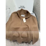THOM BROWNE 2025 Early Fall/Winter Collection 🤎 Back Goose Design Zip-Front Mock Neck 100% Wool Knit Sweater - Image 6