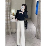 Chanel 2025 Fall/Winter Collection 🎀 Cut-Out Crochet Bow Round Neck Pullover Wool Sweater for Women - Image 6