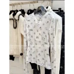Chanel 2025 Fall/Winter CoCo Ski Collection 🎀 Crystal Bow Logo Round Neck Print Long Sleeve Tee / Mock Neck Top - Image 2