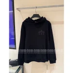 CHROME HEARTS 2025 Early Fall/Winter Collection 🔍 Black Genuine Leather Cross Logo Hoodie 100% Cotton
