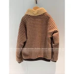 miumiu 2025 Early Fall/Winter Collection 🤎 Brown Plaid Lapel Shearling Jacket Pocket Coat for Women - Warm & Comfortable - Image 3