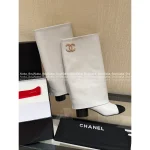 Chanel 2025 Fall/Winter Collection 👢 Crystal Logo Wide-Calf Leather Knee-High Boots for Women - Slimming & Leg-Lengthening - Image 9
