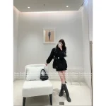 Prada 2025 Early Fall/Winter Collection 🔍 Classic Inverted Triangle ▶️ Badge Logo Stand-Collar Belted Puffer Coat with 90% White Duck Down - Image 3