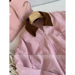 miumiu 2025 Early Fall Collection 🎀 Vintage Wash Cherry Blossom Pink Lapel Letter Logo Pocket Denim Jacket - Image 8