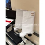 Chanel 2025 Fall/Winter Collection 👢 Crystal Logo Wide-Calf Leather Knee-High Boots for Women - Slimming & Leg-Lengthening - Image 8