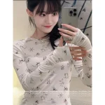 Chanel 2025 Fall/Winter CoCo Ski Collection 🎀 Crystal Bow Logo Round Neck Print Long Sleeve Tee / Mock Neck Top - Image 14