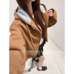Loewe 2025 Early Fall/Winter Collection 🤎 10ew* Yang Mi Same Style Ginger Hooded Embroidered Sweatshirt for Women - Image 4