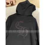 CHROME HEARTS 2025 Early Fall/Winter Collection 🔍 Black Genuine Leather Cross Logo Hoodie 100% Cotton - Image 3