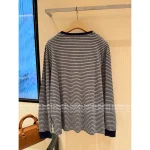 miumiu 2025 Early Fall Collection Round Neck Pocket Striped Logo 100% Cotton Base Layer Long Sleeve - Image 5