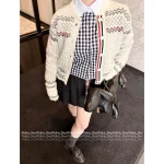 THOM BROWNE 2025 Fall/Winter Collection 👧 100% Imported Wool Fair Isle Jacquard Knit Cardigan for Women - Image 4