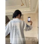 CHROME HEARTS 2025 Fall Collection 🩵 Blue Sanskrit Letter Print Logo Stylish V-Neck Long Sleeve T-Shirt - Image 10