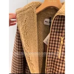 miumiu 2025 Early Fall/Winter Collection 🤎 Brown Plaid Lapel Shearling Jacket Pocket Coat for Women - Warm & Comfortable - Image 13