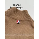THOM BROWNE 2025 Early Fall/Winter Collection 🤎 Back Goose Design Zip-Front Mock Neck 100% Wool Knit Sweater - Image 3