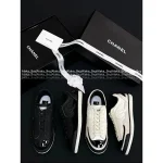 Chanel 2025 Fall/Winter Collection 🐼 Black-White Colorblock Patent/Lambskin Leather Classic Cortez Sneakers 👟 Two Colors Available - Image 2