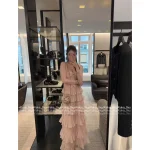 Chanel 2025 Fall/Winter Collection 🎀 Strappy Bow Tiered Maxi Dress in Silk/Wool Blend - Two Colors Available - Image 6