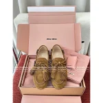 miumiu 2025 Early Fall/Winter Collection 🤎 Suede Fringe Buckle Genuine Leather Loafers for Women