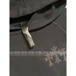 CHROME HEARTS 2025 Early Fall/Winter Collection 🔍 Black Genuine Leather Cross Logo Hoodie 100% Cotton - Image 2