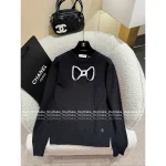 Chanel 2025 Fall/Winter Collection 🎀 Cut-Out Crochet Bow Round Neck Pullover Wool Sweater for Women - Image 16